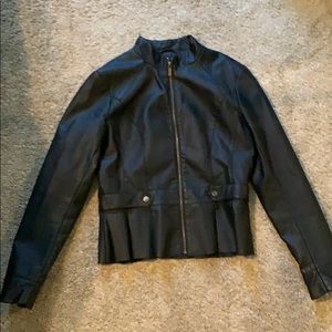 Faux leather peplum jacket